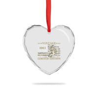 65th Birthday Fishing Vintage 1961 Limited Edition Heart Crystal Glass Ornament Bass Fishing Camouflage American Flag Fisherman Gift