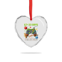 67 33 100 Days Level Unlocked Heart Crystal Glass Ornament Gaming 100th Day of School Boys Kid