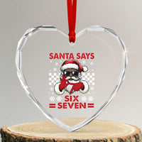 67 African American Santa Christmas Heart Crystal Glass Ornament Funny Santa Says Six Seven Meme Gen Alpha Slang - Wonder Print Shop