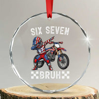 67 Bruh Meme Crystal Glass Ornament Funny Six Seven Dirt Bike Patriotic American Flag - Wonder Print Shop