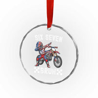 67 Bruh Meme Crystal Glass Ornament Funny Six Seven Dirt Bike Patriotic American Flag - Wonder Print Shop