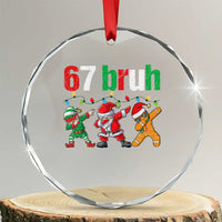 67 Christmas Crystal Glass Ornament Funny Six Seven Bruh Dabbing Santa Meme Pajamas - Wonder Print Shop