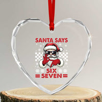 67 Christmas Heart Crystal Glass Ornament Funny Santa Says Six Seven Meme Gen Alpha Slang - Wonder Print Shop