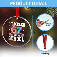 67 Days Of School Crystal Glass Ornament Six Seven Sports American Football Ice Cream Drip - Wonder Print Shop