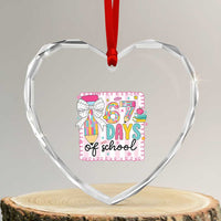 67 Days of School Heart Crystal Glass Ornament Six Seven Cute Girly Pencil and Bow for Students Teachers - Wonder Print Shop