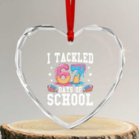 67 Days Of School Heart Crystal Glass Ornament Six Seven Sports American Football Ice Cream Drip - Wonder Print Shop