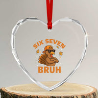 67 Funny Thanksgiving Heart Crystal Glass Ornament Six Seven Bruh 6 7 Turkey Meme - Wonder Print Shop
