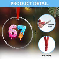 67 Ice Cream Drip Meme Crystal Glass Ornament Funny Six Seven Gen Alpha Slang TS10