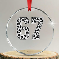 67 Jersey Number Crystal Glass Ornament Funny Six Seven Meme Y2k Leopard Number - Wonder Print Shop