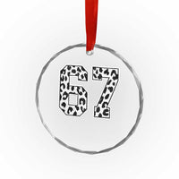 67 Jersey Number Crystal Glass Ornament Funny Six Seven Meme Y2k Leopard Number - Wonder Print Shop