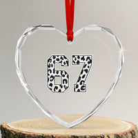 67 Jersey Number Heart Crystal Glass Ornament Funny Six Seven Meme Y2k Leopard Number - Wonder Print Shop