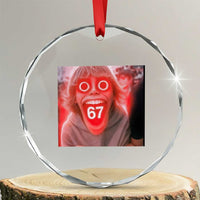 67 Mason Kid Glitchcore Graphic Crystal Glass Ornament Screaming Boy Six Seven Viral Meme Devil Edit TS02