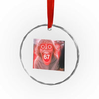 67 Mason Kid Glitchcore Graphic Crystal Glass Ornament Screaming Boy Six Seven Viral Meme Devil Edit TS02