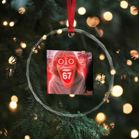 67 Mason Kid Glitchcore Graphic Crystal Glass Ornament Screaming Boy Six Seven Viral Meme Devil Edit TS02