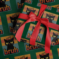 67 Six Seven Bruh Cat Meme Wrapping Paper Roll Cute Black Cat Funny Saying - Wonder Print Shop