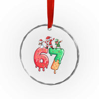 67 Six Seven Christmas Crystal Glass Ornament Funny Dabbing Santa Elf Friends 6 7 Meme Gen Alpha Slang - Wonder Print Shop