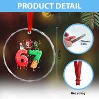 67 Six Seven Christmas Crystal Glass Ornament Funny Dabbing Santa Elf Friends 6 7 Meme Gen Alpha Slang - Wonder Print Shop