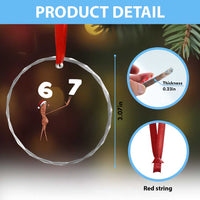 67 Six Seven Christmas Crystal Glass Ornament Marcus The Worm Meme TS14