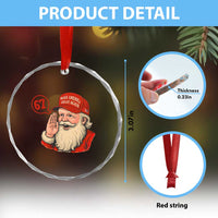 67 Six Seven Christmas Crystal Glass Ornament Santa MAGA Hat Xmas TS14
