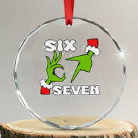 67 Six Seven Christmas Meme Crystal Glass Ornament Funny Elf Hands TS14