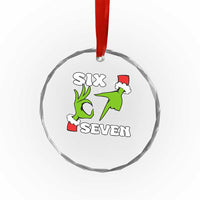 67 Six Seven Christmas Meme Crystal Glass Ornament Funny Elf Hands TS14