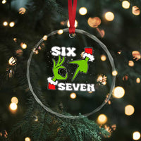 67 Six Seven Christmas Meme Crystal Glass Ornament Funny Elf Hands TS14