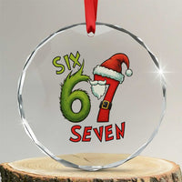 67 Six Seven Christmas Meme Crystal Glass Ornament Funny Santa Xmas - Wonder Print Shop