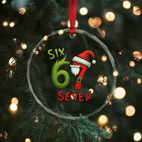 67 Six Seven Christmas Meme Crystal Glass Ornament Funny Santa Xmas - Wonder Print Shop