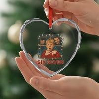 67 Six Seven Christmas Meme Heart Crystal Glass Ornament Funny Family Xmas Movie - Wonder Print Shop