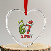 67 Six Seven Christmas Meme Heart Crystal Glass Ornament Funny Santa Xmas - Wonder Print Shop