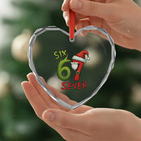 67 Six Seven Christmas Meme Heart Crystal Glass Ornament Funny Santa Xmas - Wonder Print Shop