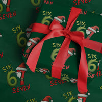 67 Six Seven Christmas Meme Wrapping Paper Roll Funny Santa Xmas - Wonder Print Shop