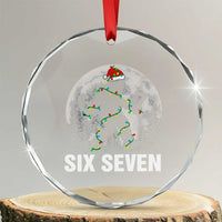 67 Six Seven Crystal Glass Ornament Funny Bigfoot Christmas Sasquatch Moon TS14