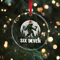 67 Six Seven Crystal Glass Ornament Funny Bigfoot Christmas Sasquatch Moon TS14