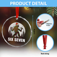 67 Six Seven Crystal Glass Ornament Funny Bigfoot Christmas Sasquatch Moon - Wonder Print Shop