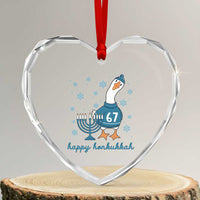 67 Six Seven Silly Goose Hanukkah Meme Heart Crystal Glass Ornament Happy Honkukkah - Wonder Print Shop