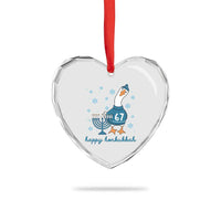 67 Six Seven Silly Goose Hanukkah Meme Heart Crystal Glass Ornament Happy Honkukkah - Wonder Print Shop