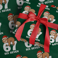 67 Six Seven Wrapping Paper Roll Funny Sloth Christmas - undefined