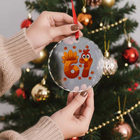 67 Thanksgiving Crystal Glass Ornament Funny Turkey Thanksgiving Six Seven Meme - Wonder Print Shop
