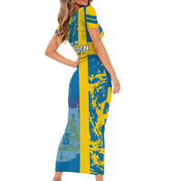 Sweden Football Short Sleeve Bodycon Dress Come On Sverige 2023 World Cup - Wonder Print Shop
