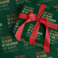 70th Birthday Wrapping Paper Roll Retro The First 70 Years Childhood Hardest