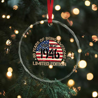 80th Birthday Crystal Glass Ornament Vintage 1946 80 Year Old Birthday USA Flag
