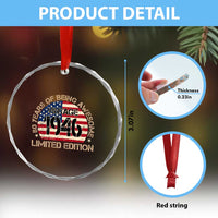 80th Birthday Crystal Glass Ornament Vintage 1946 80 Year Old Birthday USA Flag