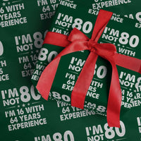 80th Birthday Wrapping Paper Roll Funny Saying Retro Vintage 80 Year Old Gift