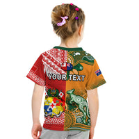 Custom Mate MaA Tonga And Wallabies Rugby T Shirt Polynesian Mix Aboriginal - Wonder Print Shop