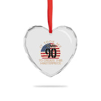 90th Birthday Heart Crystal Glass Ornament It Took Me 90 Years To Create This Masterpiece Vintage American Flag