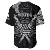 Custom Viking Baseball Jersey Valknut Raven Symbol Celtic Vegvisir Black Color - Wonder Print Shop