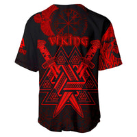 Custom Viking Baseball Jersey Valknut Raven Symbol Celtic Vegvisir Red Color - Wonder Print Shop