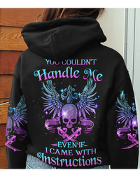 You Couldn't Handle Me Wing Skull Black Hoodie - Wonder Print Shop