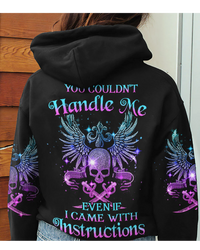 You Couldn't Handle Me Wing Skull Black Hoodie - Wonder Print Shop